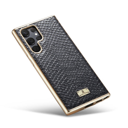 Fierre Shann  Snake Texture Electroplating PU Phone Case, For Samsung Galaxy S22 5G, For Samsung Galaxy S22+ 5G, For Samsung Galaxy S22 Ultra 5G