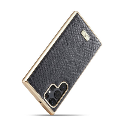 Fierre Shann  Snake Texture Electroplating PU Phone Case, For Samsung Galaxy S22 5G, For Samsung Galaxy S22+ 5G, For Samsung Galaxy S22 Ultra 5G