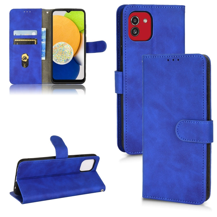 Skin Feel Magnetic Flip Leather Phone Case, For Samsung Galaxy A03 166mm