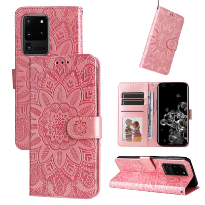 Embossed Sunflower Leather Phone Case, For Samsung Galaxy S20 Ultra, For Samsung Galaxy S20 FE / S20 FE 5G, For Samsung Galaxy S10, For Samsung Galaxy S10+, For Samsung Galaxy S10e, For Samsung Galaxy A03 EU 166mm, For Samsung Galaxy A03 Global 164mm  ...