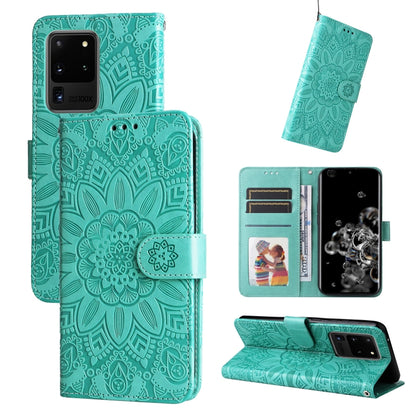 Embossed Sunflower Leather Phone Case, For Samsung Galaxy S20 Ultra, For Samsung Galaxy S20 FE / S20 FE 5G, For Samsung Galaxy S10, For Samsung Galaxy S10+, For Samsung Galaxy S10e, For Samsung Galaxy A03 EU 166mm, For Samsung Galaxy A03 Global 164mm  ...