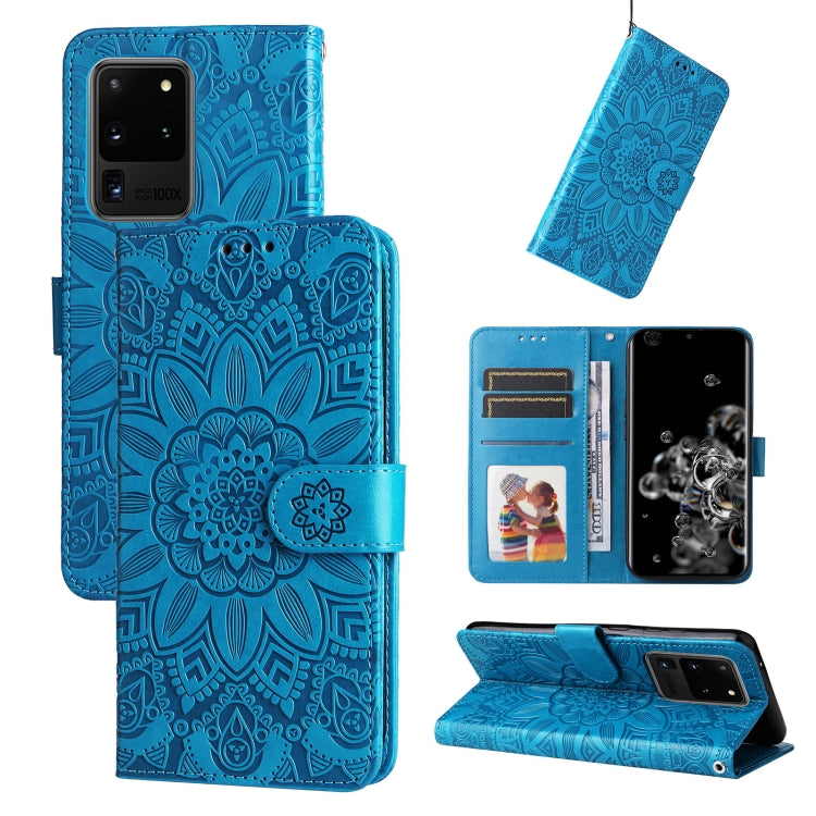 Embossed Sunflower Leather Phone Case, For Samsung Galaxy S20 Ultra, For Samsung Galaxy S20 FE / S20 FE 5G, For Samsung Galaxy S10, For Samsung Galaxy S10+, For Samsung Galaxy S10e, For Samsung Galaxy A03 EU 166mm, For Samsung Galaxy A03 Global 164mm  ...