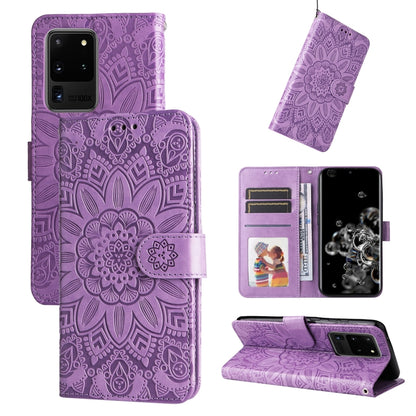 Embossed Sunflower Leather Phone Case, For Samsung Galaxy S20 Ultra, For Samsung Galaxy S20 FE / S20 FE 5G, For Samsung Galaxy S10, For Samsung Galaxy S10+, For Samsung Galaxy S10e, For Samsung Galaxy A03 EU 166mm, For Samsung Galaxy A03 Global 164mm  ...