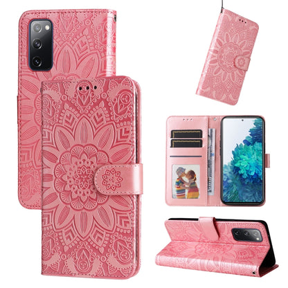 Embossed Sunflower Leather Phone Case, For Samsung Galaxy S20 Ultra, For Samsung Galaxy S20 FE / S20 FE 5G, For Samsung Galaxy S10, For Samsung Galaxy S10+, For Samsung Galaxy S10e, For Samsung Galaxy A03 EU 166mm, For Samsung Galaxy A03 Global 164mm  ...