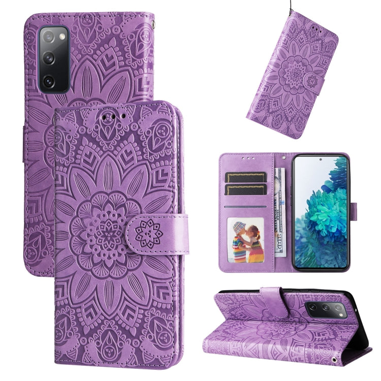 Embossed Sunflower Leather Phone Case, For Samsung Galaxy S20 Ultra, For Samsung Galaxy S20 FE / S20 FE 5G, For Samsung Galaxy S10, For Samsung Galaxy S10+, For Samsung Galaxy S10e, For Samsung Galaxy A03 EU 166mm, For Samsung Galaxy A03 Global 164mm  ...