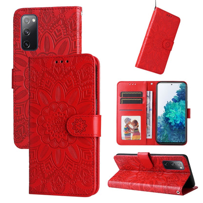 Embossed Sunflower Leather Phone Case, For Samsung Galaxy S20 Ultra, For Samsung Galaxy S20 FE / S20 FE 5G, For Samsung Galaxy S10, For Samsung Galaxy S10+, For Samsung Galaxy S10e, For Samsung Galaxy A03 EU 166mm, For Samsung Galaxy A03 Global 164mm  ...