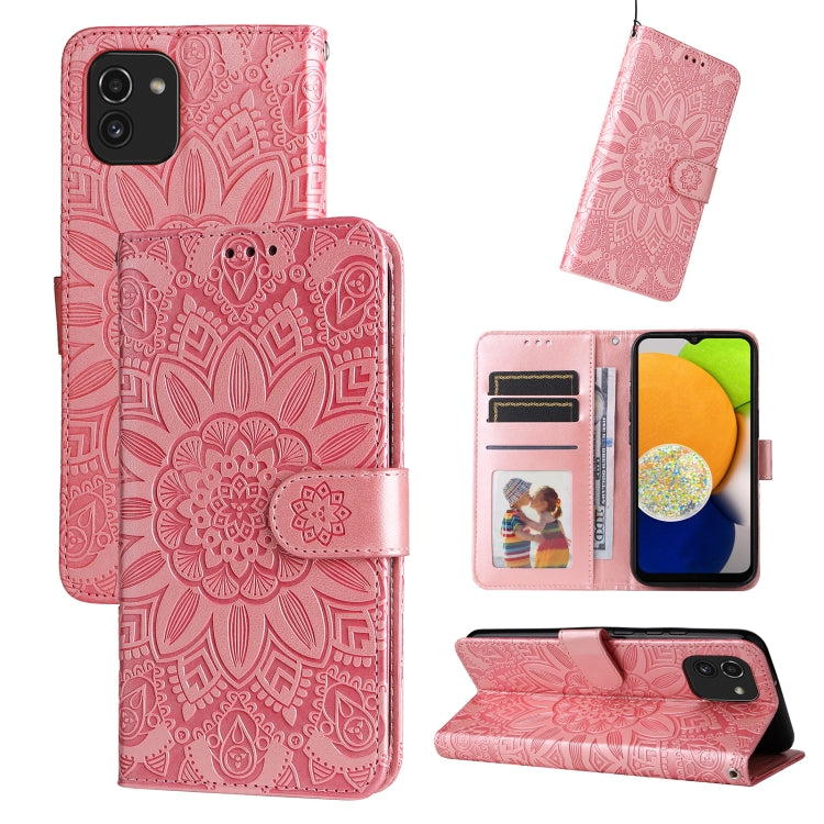 Embossed Sunflower Leather Phone Case, For Samsung Galaxy S20 Ultra, For Samsung Galaxy S20 FE / S20 FE 5G, For Samsung Galaxy S10, For Samsung Galaxy S10+, For Samsung Galaxy S10e, For Samsung Galaxy A03 EU 166mm, For Samsung Galaxy A03 Global 164mm  ...