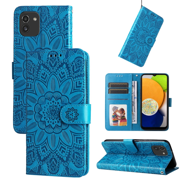 Embossed Sunflower Leather Phone Case, For Samsung Galaxy S20 Ultra, For Samsung Galaxy S20 FE / S20 FE 5G, For Samsung Galaxy S10, For Samsung Galaxy S10+, For Samsung Galaxy S10e, For Samsung Galaxy A03 EU 166mm, For Samsung Galaxy A03 Global 164mm  ...
