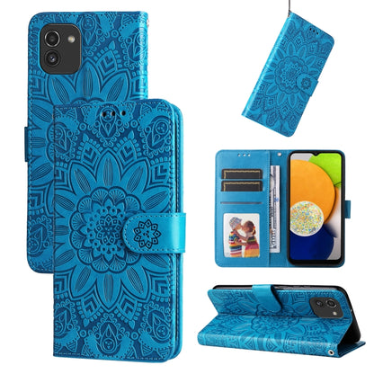 Embossed Sunflower Leather Phone Case, For Samsung Galaxy S20 Ultra, For Samsung Galaxy S20 FE / S20 FE 5G, For Samsung Galaxy S10, For Samsung Galaxy S10+, For Samsung Galaxy S10e, For Samsung Galaxy A03 EU 166mm, For Samsung Galaxy A03 Global 164mm  ...