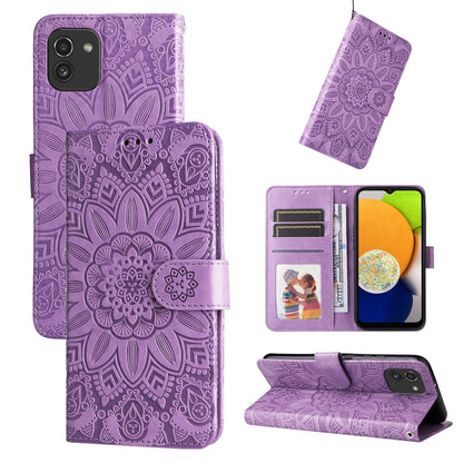 Embossed Sunflower Leather Phone Case, For Samsung Galaxy S20 Ultra, For Samsung Galaxy S20 FE / S20 FE 5G, For Samsung Galaxy S10, For Samsung Galaxy S10+, For Samsung Galaxy S10e, For Samsung Galaxy A03 EU 166mm, For Samsung Galaxy A03 Global 164mm  ...