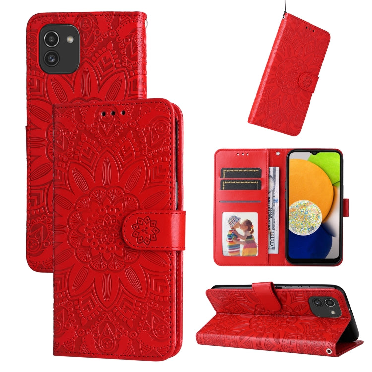 Embossed Sunflower Leather Phone Case, For Samsung Galaxy S20 Ultra, For Samsung Galaxy S20 FE / S20 FE 5G, For Samsung Galaxy S10, For Samsung Galaxy S10+, For Samsung Galaxy S10e, For Samsung Galaxy A03 EU 166mm, For Samsung Galaxy A03 Global 164mm  ...