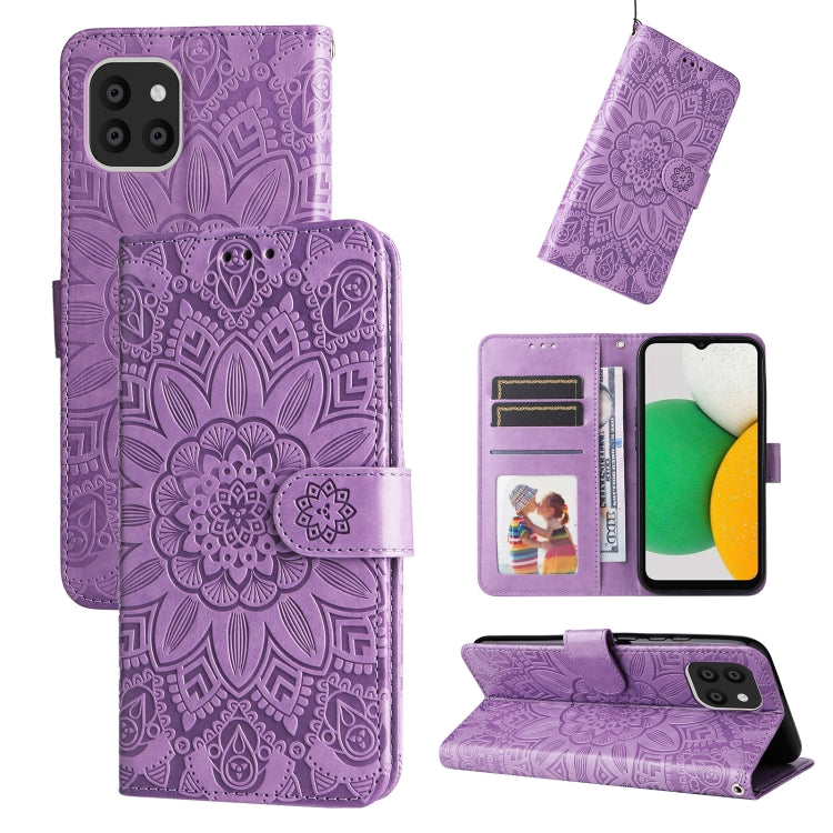 Embossed Sunflower Leather Phone Case, For Samsung Galaxy S20 Ultra, For Samsung Galaxy S20 FE / S20 FE 5G, For Samsung Galaxy S10, For Samsung Galaxy S10+, For Samsung Galaxy S10e, For Samsung Galaxy A03 EU 166mm, For Samsung Galaxy A03 Global 164mm  ...