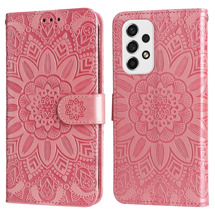 Embossed Sunflower Leather Phone Case, For Samsung Galaxy A53 5G, For Samsung Galaxy A73 5G, For Samsung Galaxy M33 5G Global, For Samsung Galaxy M52 5G, For Samsung Galaxy M53 5G
