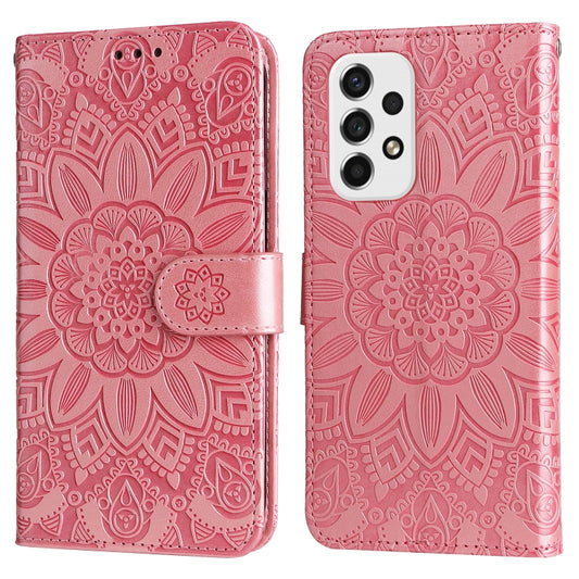 Embossed Sunflower Leather Phone Case, For Samsung Galaxy A53 5G, For Samsung Galaxy A73 5G, For Samsung Galaxy M33 5G Global, For Samsung Galaxy M52 5G, For Samsung Galaxy M53 5G
