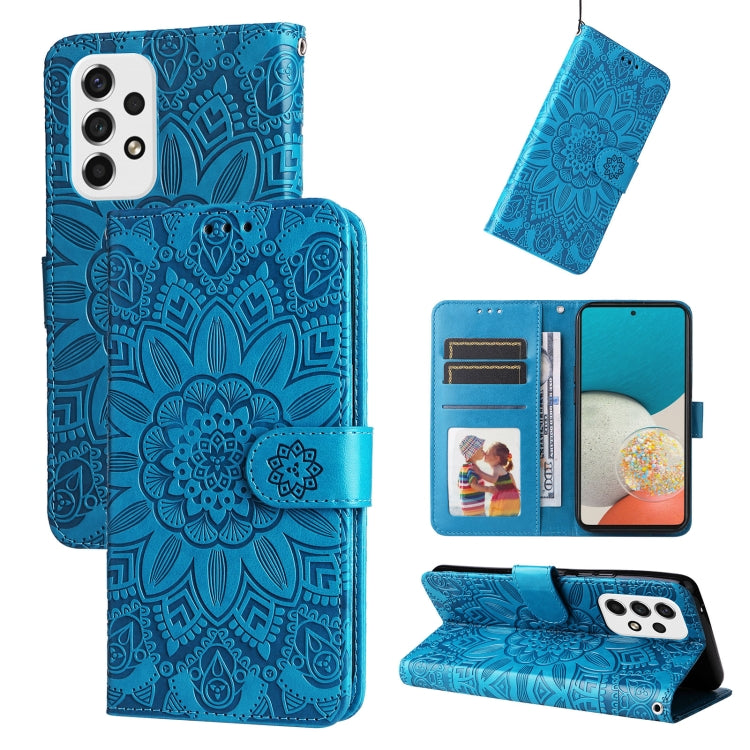 Embossed Sunflower Leather Phone Case, For Samsung Galaxy A53 5G, For Samsung Galaxy A73 5G, For Samsung Galaxy M33 5G Global, For Samsung Galaxy M52 5G, For Samsung Galaxy M53 5G