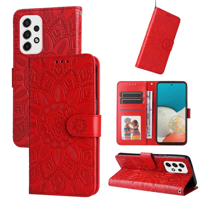 Embossed Sunflower Leather Phone Case, For Samsung Galaxy A53 5G, For Samsung Galaxy A73 5G, For Samsung Galaxy M33 5G Global, For Samsung Galaxy M52 5G, For Samsung Galaxy M53 5G