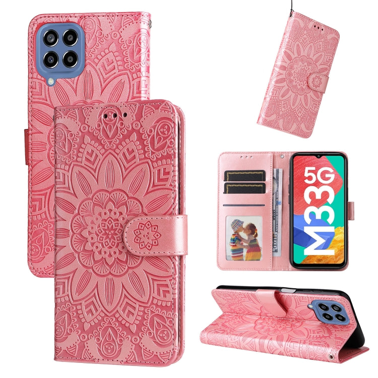 Embossed Sunflower Leather Phone Case, For Samsung Galaxy A53 5G, For Samsung Galaxy A73 5G, For Samsung Galaxy M33 5G Global, For Samsung Galaxy M52 5G, For Samsung Galaxy M53 5G