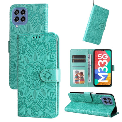 Embossed Sunflower Leather Phone Case, For Samsung Galaxy A53 5G, For Samsung Galaxy A73 5G, For Samsung Galaxy M33 5G Global, For Samsung Galaxy M52 5G, For Samsung Galaxy M53 5G
