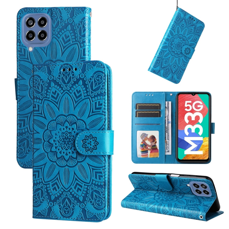 Embossed Sunflower Leather Phone Case, For Samsung Galaxy A53 5G, For Samsung Galaxy A73 5G, For Samsung Galaxy M33 5G Global, For Samsung Galaxy M52 5G, For Samsung Galaxy M53 5G