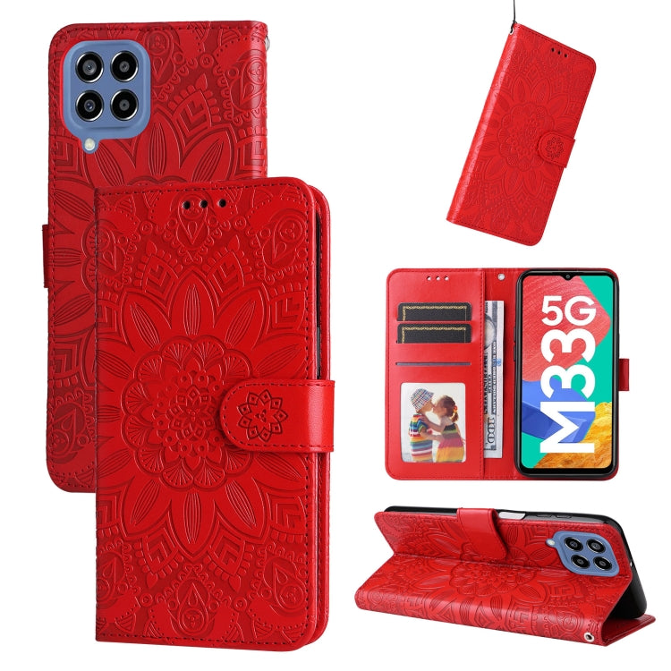 Embossed Sunflower Leather Phone Case, For Samsung Galaxy A53 5G, For Samsung Galaxy A73 5G, For Samsung Galaxy M33 5G Global, For Samsung Galaxy M52 5G, For Samsung Galaxy M53 5G