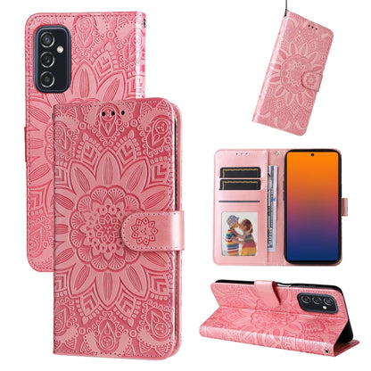 Embossed Sunflower Leather Phone Case, For Samsung Galaxy A53 5G, For Samsung Galaxy A73 5G, For Samsung Galaxy M33 5G Global, For Samsung Galaxy M52 5G, For Samsung Galaxy M53 5G
