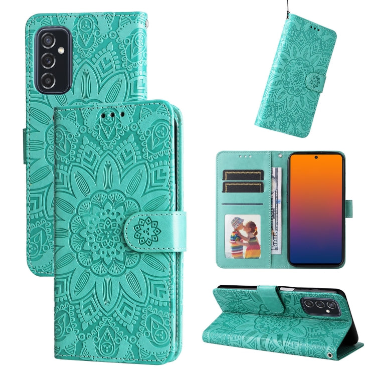 Embossed Sunflower Leather Phone Case, For Samsung Galaxy A53 5G, For Samsung Galaxy A73 5G, For Samsung Galaxy M33 5G Global, For Samsung Galaxy M52 5G, For Samsung Galaxy M53 5G