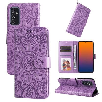 Embossed Sunflower Leather Phone Case, For Samsung Galaxy A53 5G, For Samsung Galaxy A73 5G, For Samsung Galaxy M33 5G Global, For Samsung Galaxy M52 5G, For Samsung Galaxy M53 5G