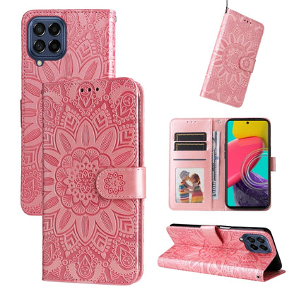 Embossed Sunflower Leather Phone Case, For Samsung Galaxy A53 5G, For Samsung Galaxy A73 5G, For Samsung Galaxy M33 5G Global, For Samsung Galaxy M52 5G, For Samsung Galaxy M53 5G