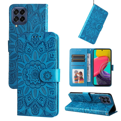 Embossed Sunflower Leather Phone Case, For Samsung Galaxy A53 5G, For Samsung Galaxy A73 5G, For Samsung Galaxy M33 5G Global, For Samsung Galaxy M52 5G, For Samsung Galaxy M53 5G