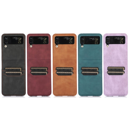 Card Slot Leather Phone Case, For Samsung Galaxy Z Flip4, For Samsung Galaxy Z Flip3 5G, For Samsung Galaxy Z Fold3 5G