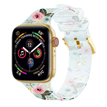 Square Buckle Transparent Watch Band For Apple Watch Series, 7 45mm / 6&SE&5&4 44mm / 3&2&1 42mm, 7 41mm / 6&SE&5&4 40mm / 3&2&1 38mm