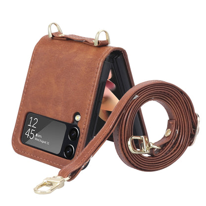 Lanyard Folding Leather Phone Case, For Samsung Galaxy Z Filp4 5G