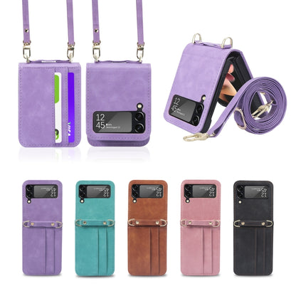 Lanyard Folding Leather Phone Case, For Samsung Galaxy Z Filp4 5G