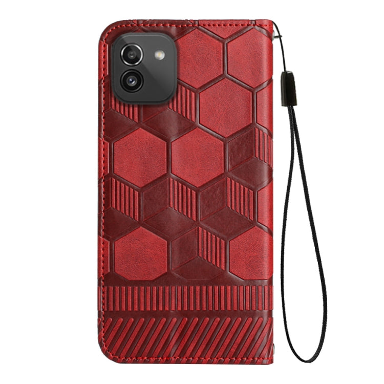 Football Texture Magnetic Leather Flip Phone Case, For Samsung Galaxy A03 164mm, For Samsung Galaxy A03s 164mm India, For Samsung Galaxy A03s 165.8mm US Version, For Samsung Galaxy A03s 166.5mm EU Version, For Samsung Galaxy A12 5G / M12 / F12         ...