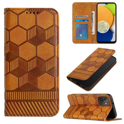 Football Texture Magnetic Leather Flip Phone Case, For Samsung Galaxy A03 164mm, For Samsung Galaxy A03s 164mm India, For Samsung Galaxy A03s 165.8mm US Version, For Samsung Galaxy A03s 166.5mm EU Version, For Samsung Galaxy A12 5G / M12 / F12         ...