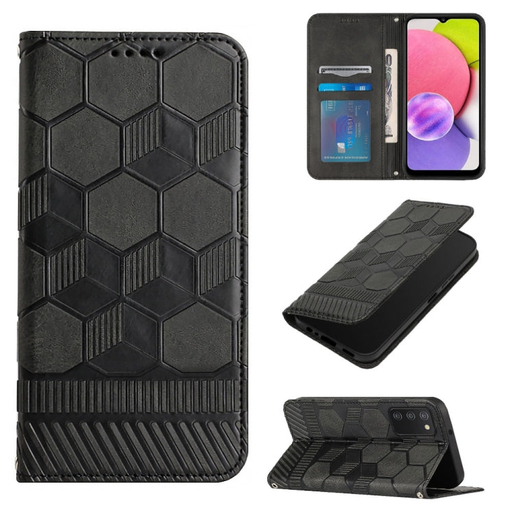 Football Texture Magnetic Leather Flip Phone Case, For Samsung Galaxy A03 164mm, For Samsung Galaxy A03s 164mm India, For Samsung Galaxy A03s 165.8mm US Version, For Samsung Galaxy A03s 166.5mm EU Version, For Samsung Galaxy A12 5G / M12 / F12         ...