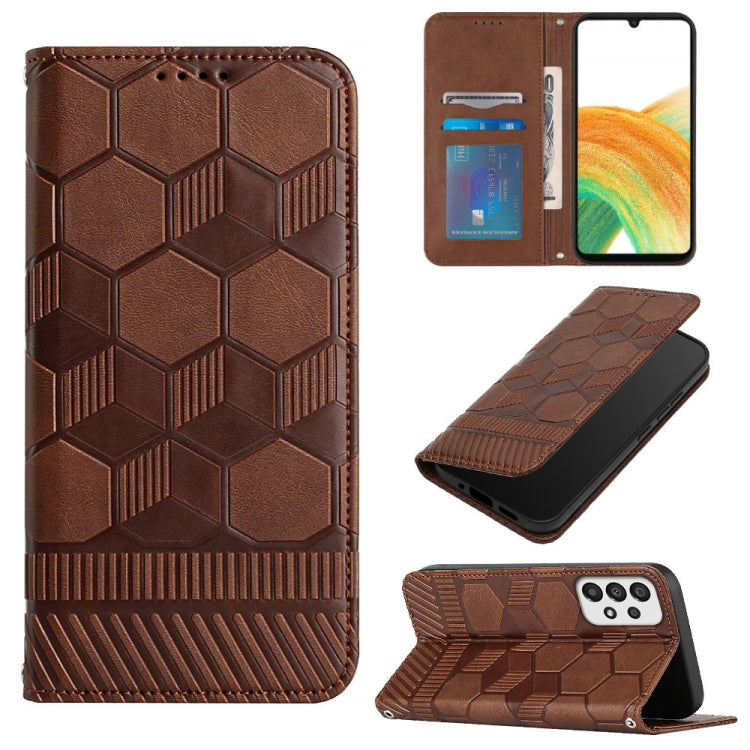 Football Texture Magnetic Leather Flip Phone Case, For Samsung Galaxy A03 164mm, For Samsung Galaxy A03s 164mm India, For Samsung Galaxy A03s 165.8mm US Version, For Samsung Galaxy A03s 166.5mm EU Version, For Samsung Galaxy A12 5G / M12 / F12         ...