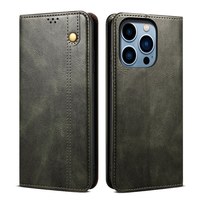 Simple Wax Crazy Horse Texture Horizontal Flip Leather Case, For iPhone 14, For iPhone 14 Plus, For iPhone 14 Pro, For iPhone 14 Pro Max