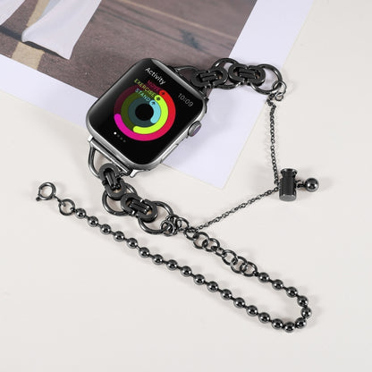 Double Chain 2-bead Stainless Steel Watch Band For Apple Watch Series, 7 45mm / 6&SE&5&4 44mm / 3&2&1 42mm, 7 41mm / 6&SE&5&4 40mm / 3&2&1 38mm