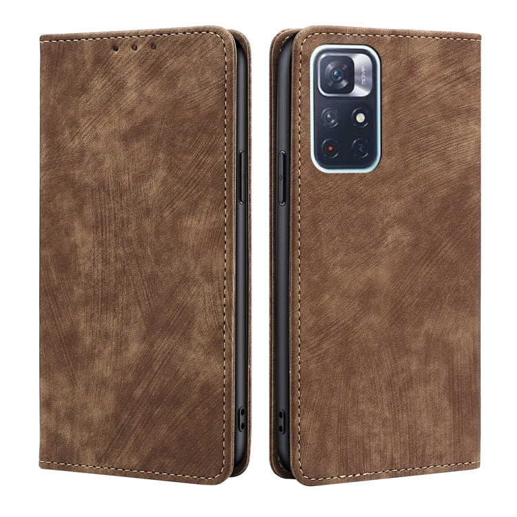 RFID Anti-theft Brush Magnetic Leather Phone Case, For Xiaomi Redmi K50/K50 Pro, For Xiaomi Redmi Note 11 5G/Poco M4 Pro 5G, For Xiaomi Redmi Note 10 JE  Japan, For Xiaomi 12, For Xiaomi 12S Ultra, For Xiaomi Poco C40, For Xiaomi Poco M4 5G            ...