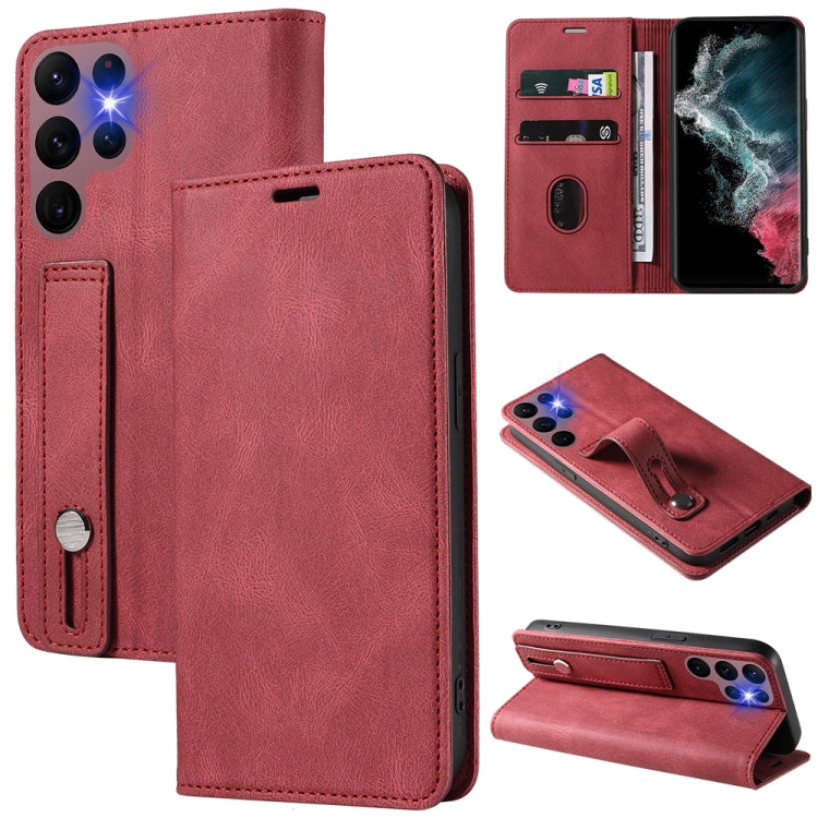 Wristband Magnetic Leather Phone Case, For OPPO Reno7 A, For Samsung Galaxy A33, For Samsung Galaxy S21 5G, For Samsung Galaxy S21 FE 5G, For Samsung Galaxy S21+ 5G, For Samsung Galaxy S21 Ultra 5G, For Samsung Galaxy S22 5G, For Samsung Galaxy S22+ 5G