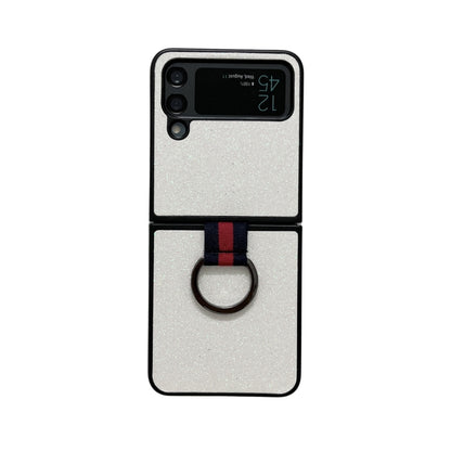 Glitter Powder PU Phone Case With Ring, For Samsung Galaxy Z Flip4