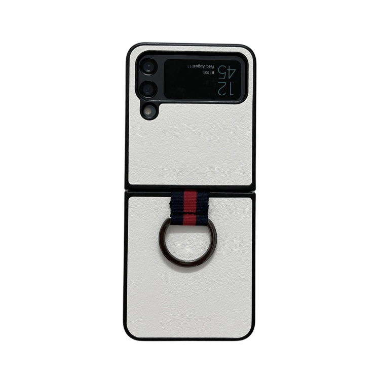 Two-color Litchi Texture Phone Case With Ring, For Samsung Galaxy Z Flip4