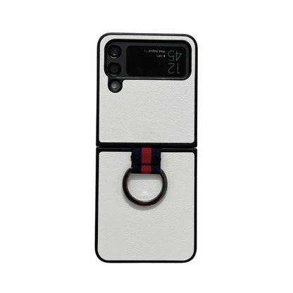 Two-color Litchi Texture Phone Case With Ring, For Samsung Galaxy Z Flip4