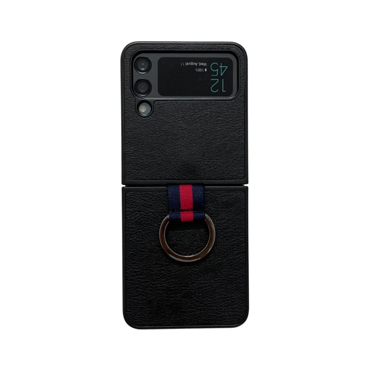 Two-color Litchi Texture Phone Case With Ring, For Samsung Galaxy Z Flip4