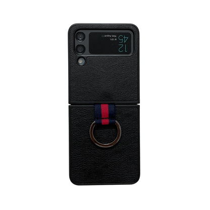 Two-color Litchi Texture Phone Case With Ring, For Samsung Galaxy Z Flip4