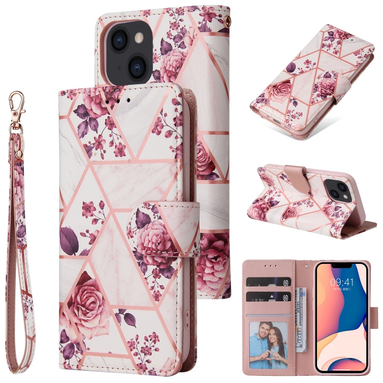 Marble Bronzing Stitching Horizontal Flip PU Leather Case, For iPhone 14, For iPhone 14 Plus, For iPhone 14 Pro, For iPhone 14 Pro Max