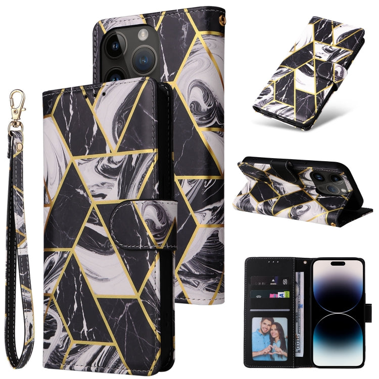 Marble Bronzing Stitching Horizontal Flip PU Leather Case, For iPhone 14, For iPhone 14 Plus, For iPhone 14 Pro, For iPhone 14 Pro Max