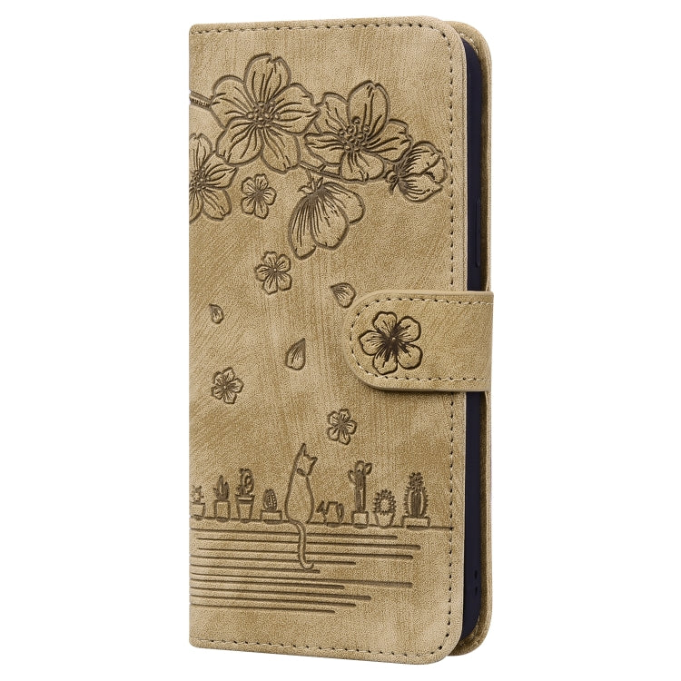 Cartoon Sakura Cat Embossed Leather Phone Case, For Samsung Galaxy A20 / A30, For Samsung Galaxy A22 4G, For Samsung Galaxy A22 5G / A22s 5G, For Samsung Galaxy A30s / A50s / A50, For Samsung Galaxy A32 5G, For Samsung Galaxy A33 5G                    ...