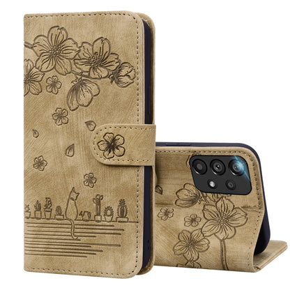 Cartoon Sakura Cat Embossed Leather Phone Case, For Samsung Galaxy A20 / A30, For Samsung Galaxy A22 4G, For Samsung Galaxy A22 5G / A22s 5G, For Samsung Galaxy A30s / A50s / A50, For Samsung Galaxy A32 5G, For Samsung Galaxy A33 5G                    ...